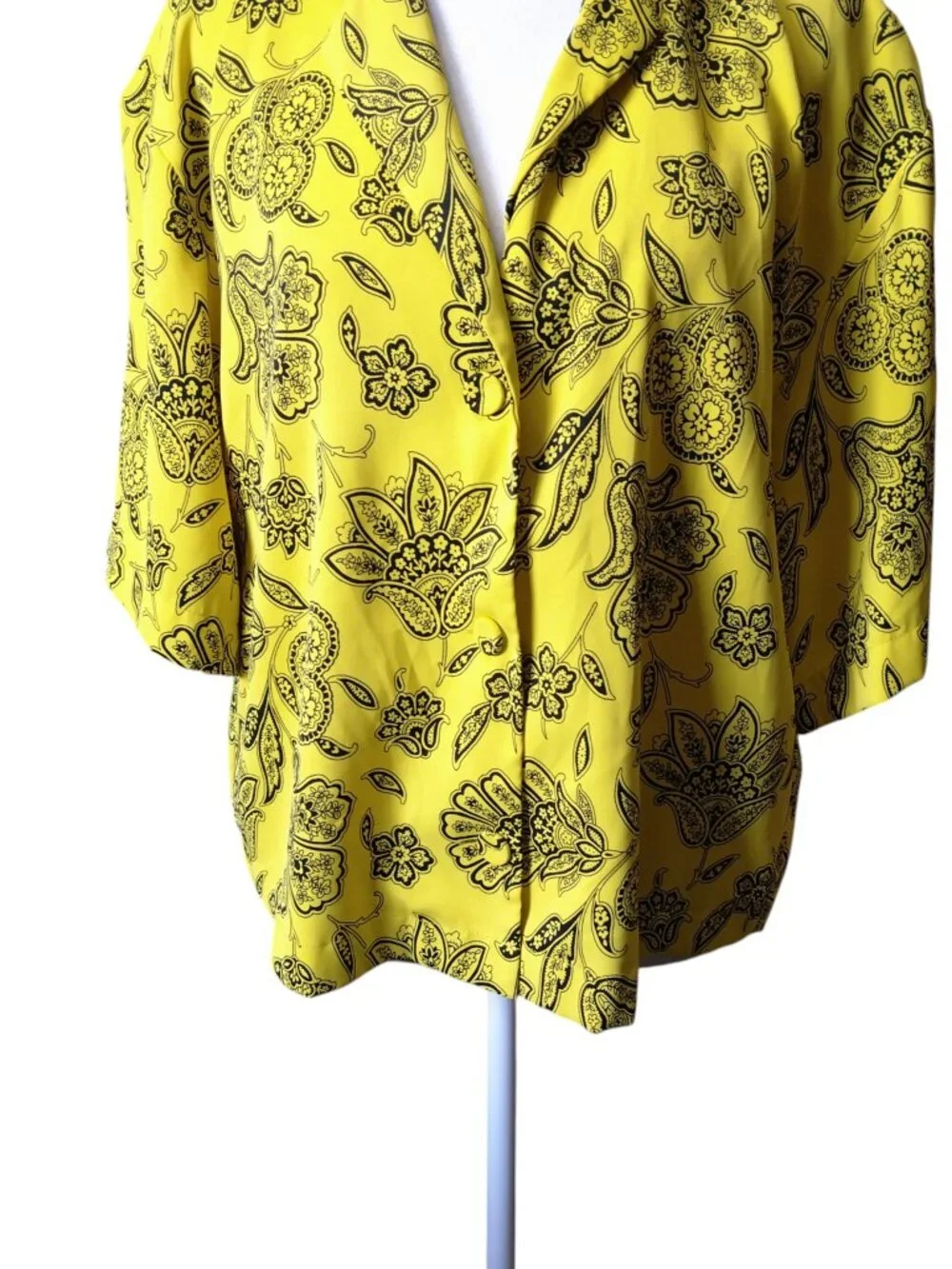 Saunders Collective x RTR Rox Floral Button Front Boxy Top Size 8 Yellow - Picture 3 of 8